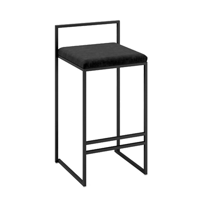 Industrial Low Back Stool Rectangle Upholstered Bar Stools for Living Room