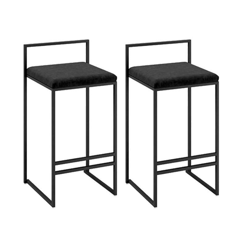 Industrial Low Back Stool Rectangle Upholstered Bar Stools for Living Room