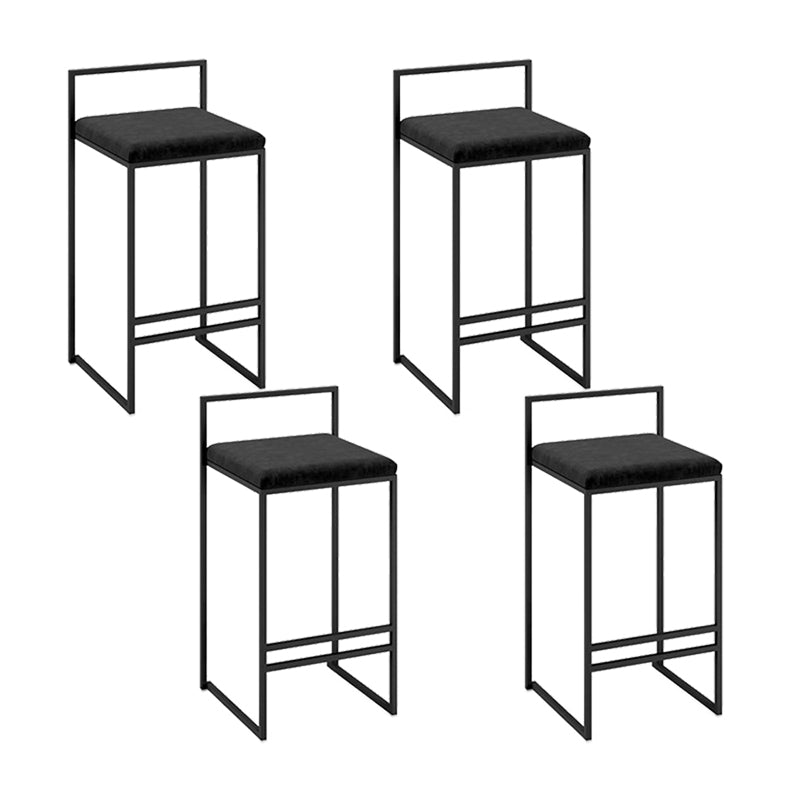 Industrial Low Back Stool Rectangle Upholstered Bar Stools for Living Room