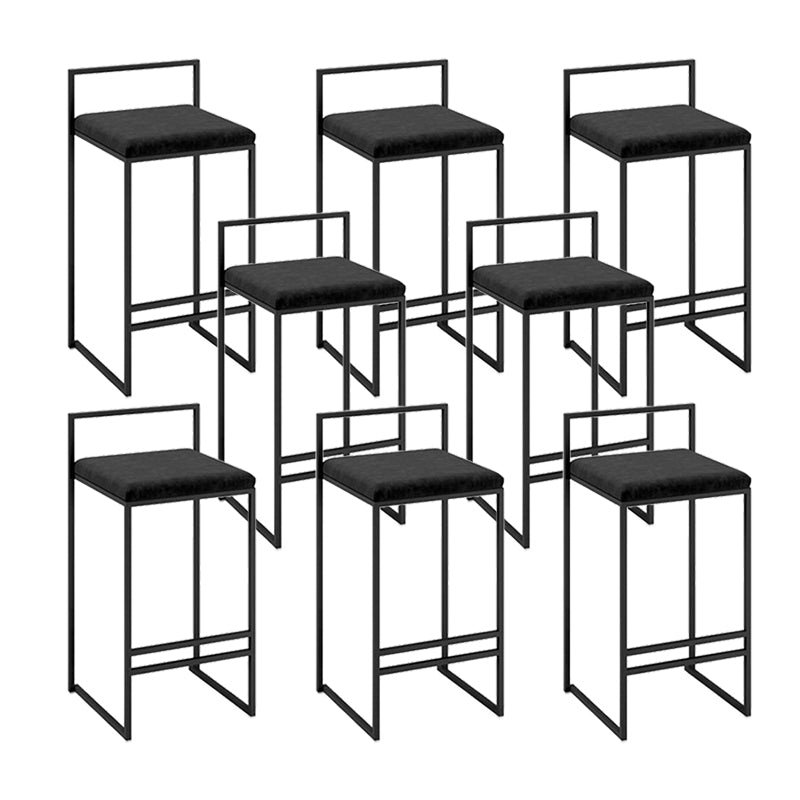 Industrial Low Back Stool Rectangle Upholstered Bar Stools for Living Room