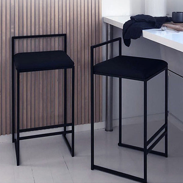 Industrial Low Back Stool Rectangle Upholstered Bar Stools for Living Room