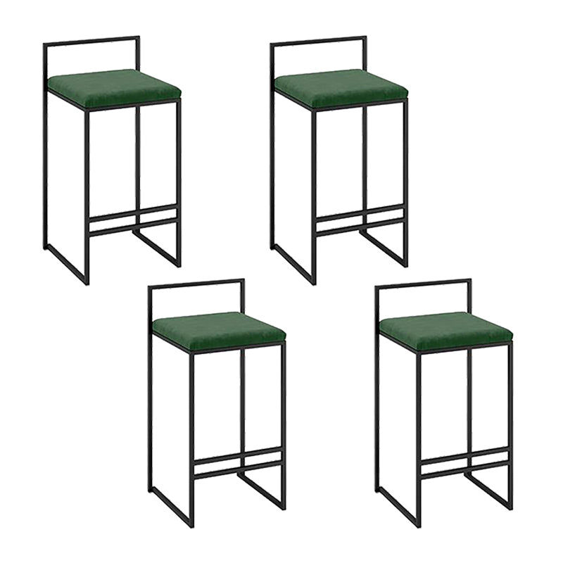 Industrial Low Back Stool Rectangle Upholstered Bar Stools for Living Room