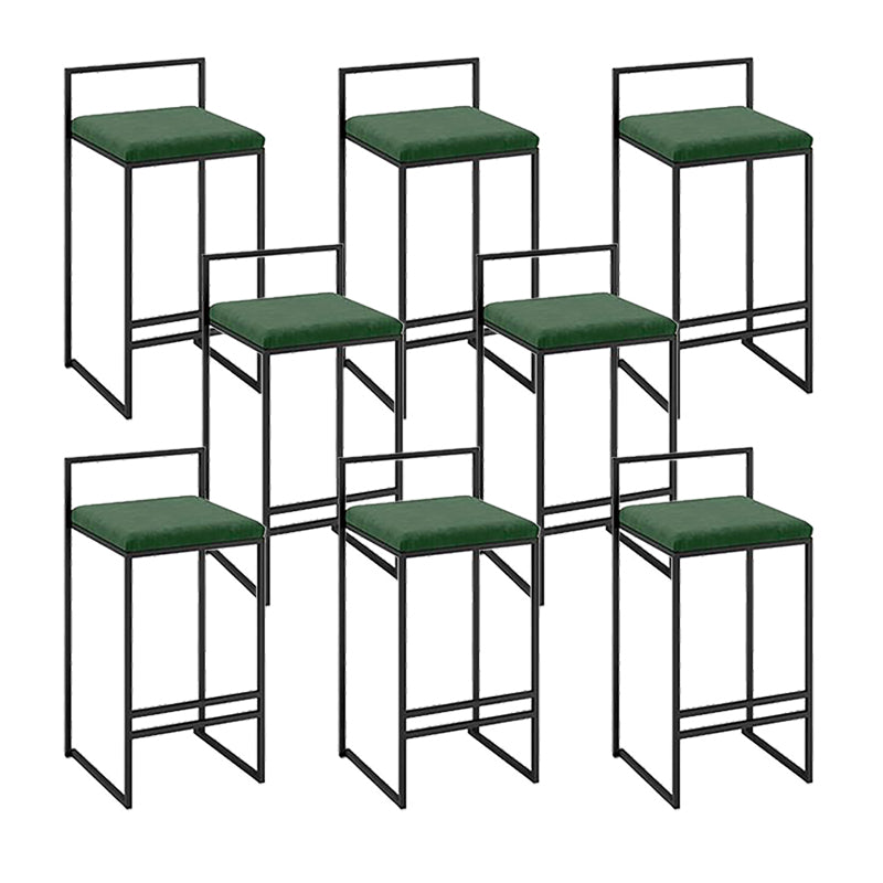 Industrial Low Back Stool Rectangle Upholstered Bar Stools for Living Room
