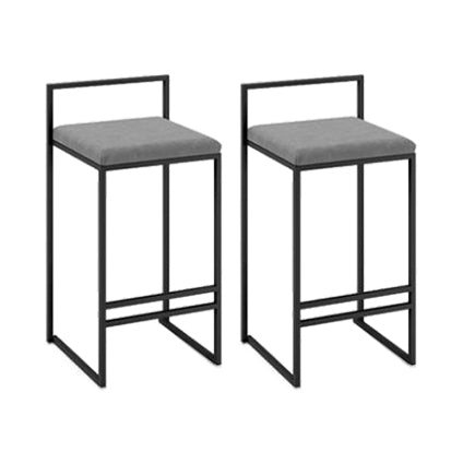 Industrial Low Back Stool Rectangle Upholstered Bar Stools for Living Room