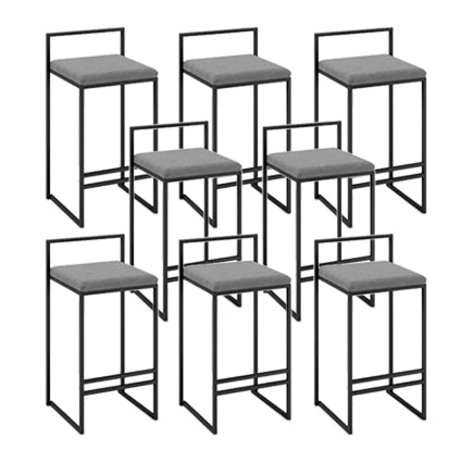 Industrial Low Back Stool Rectangle Upholstered Bar Stools for Living Room