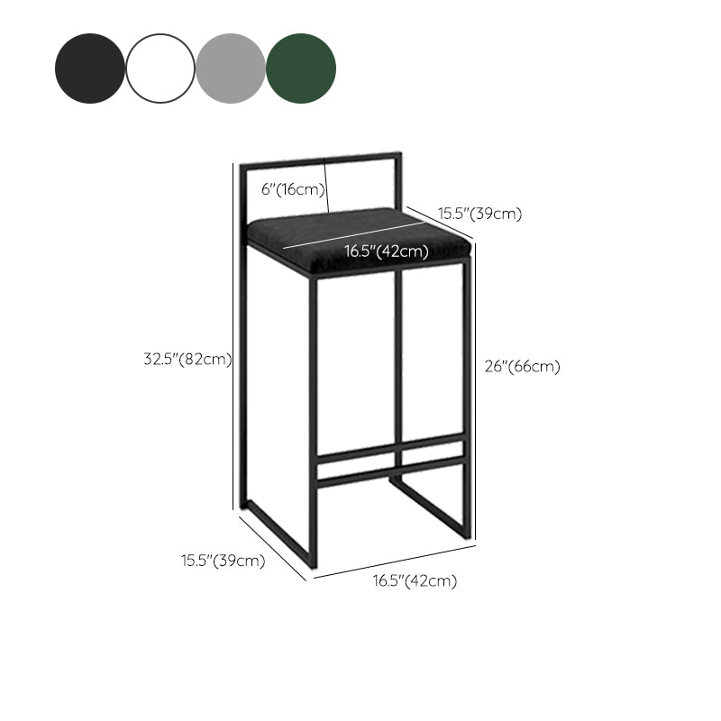 Industrial Low Back Stool Rectangle Upholstered Bar Stools for Living Room
