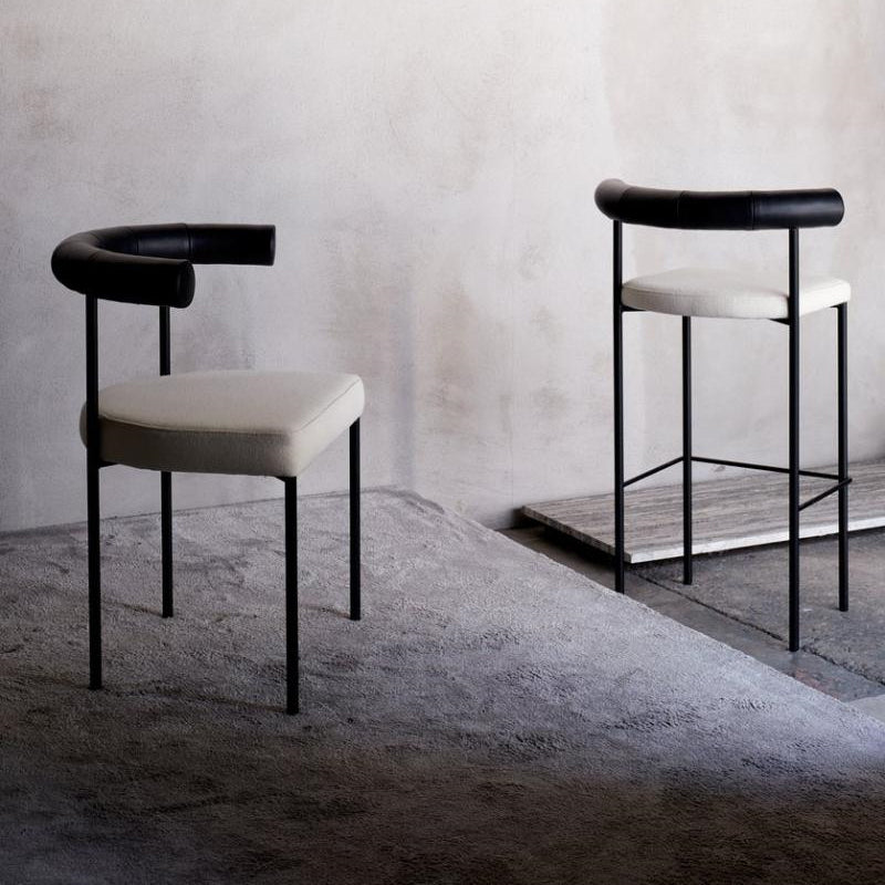 Industrial Style Stool Upholstered Bar Stools with Metal Base