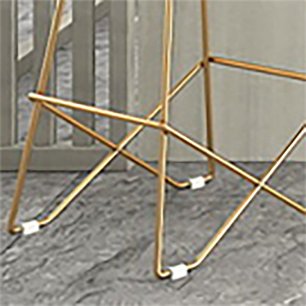 Nordic Backrest Armless Counter Stool Iron Cafe Bar Stool with Leather Cushion