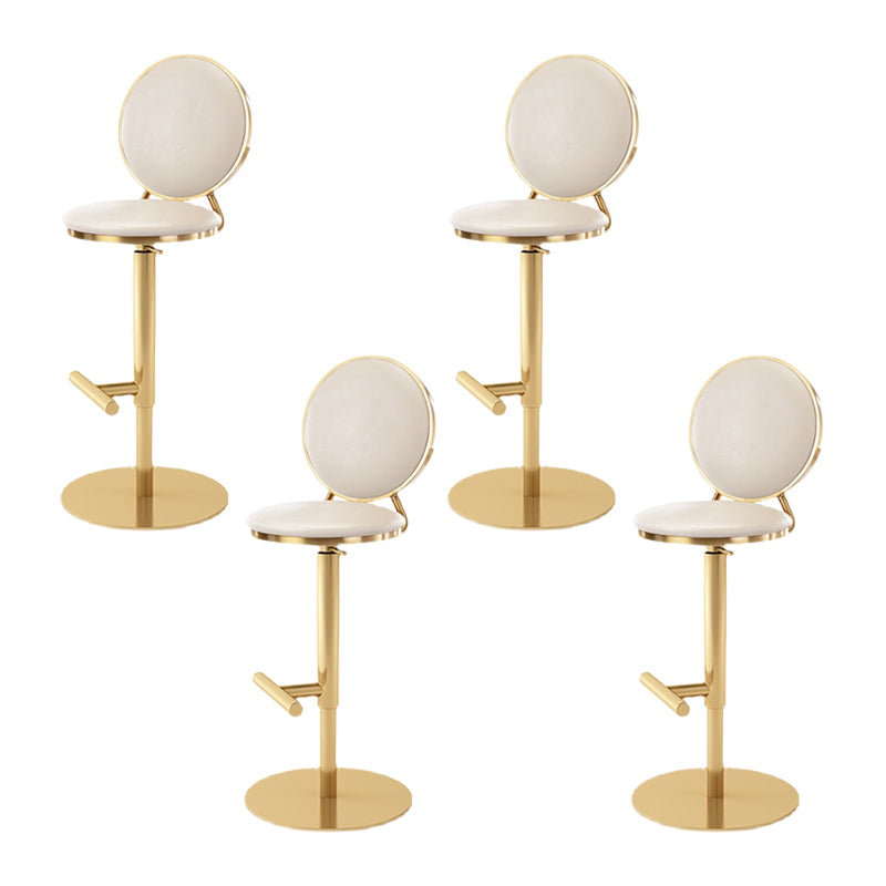 Nordic Adjustable Armless Counter Stool Iron Base Bar Stool with Leather Cushion