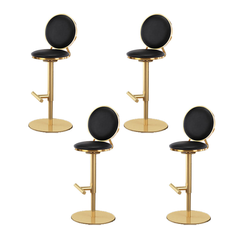 Nordic Adjustable Armless Counter Stool Iron Base Bar Stool with Leather Cushion