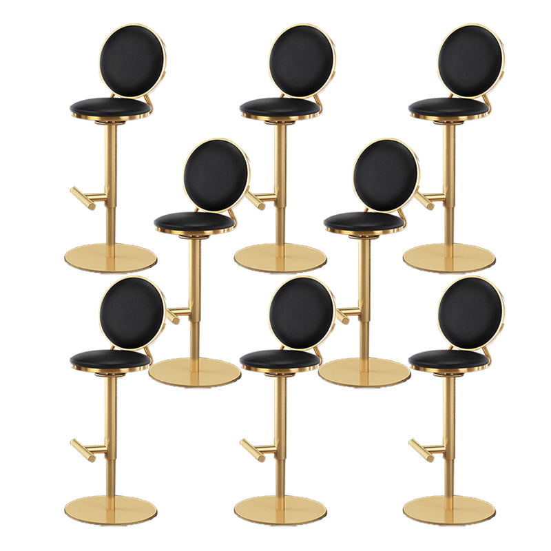 Nordic Adjustable Armless Counter Stool Iron Base Bar Stool with Leather Cushion