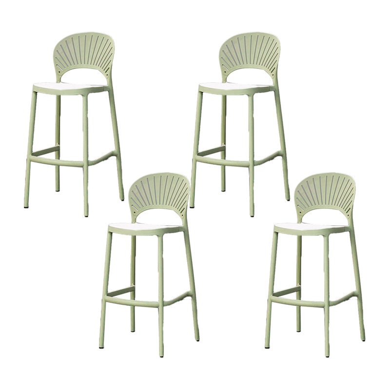 Backrest Armless Counter Stool Industrial Plastic Bar Stool with 4 Legs