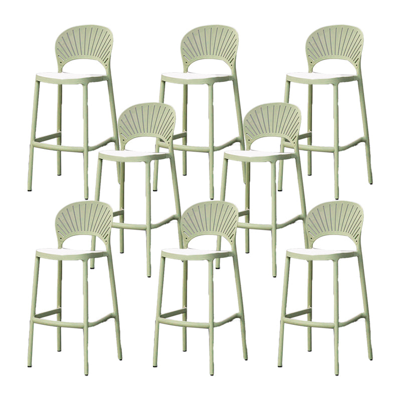 Backrest Armless Counter Stool Industrial Plastic Bar Stool with 4 Legs