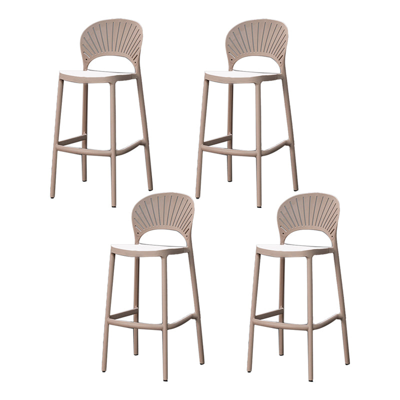 Backrest Armless Counter Stool Industrial Plastic Bar Stool with 4 Legs