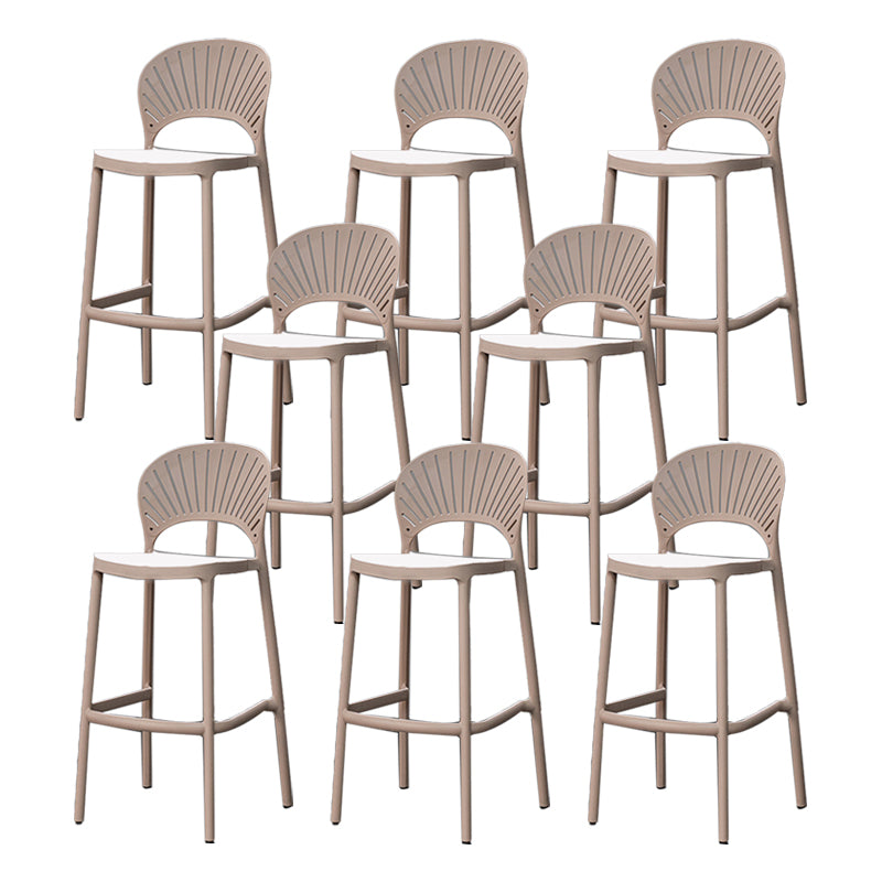 Backrest Armless Counter Stool Industrial Plastic Bar Stool with 4 Legs