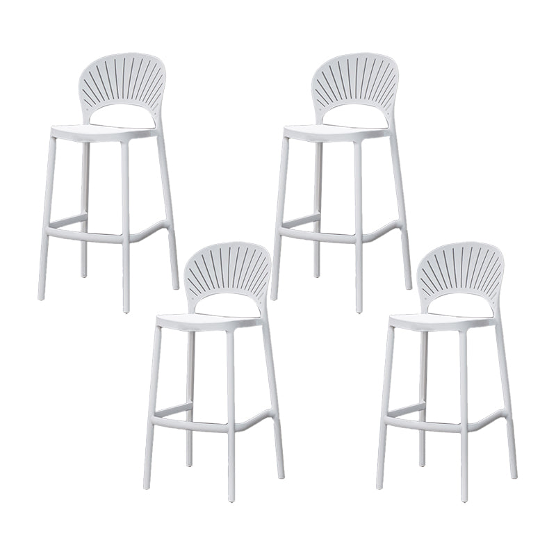 Backrest Armless Counter Stool Industrial Plastic Bar Stool with 4 Legs