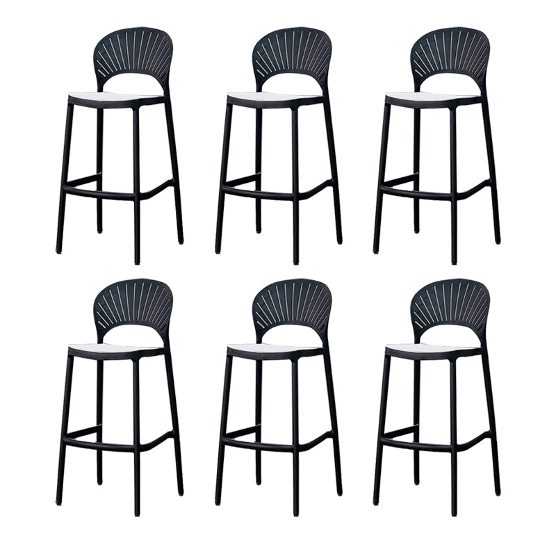 Backrest Armless Counter Stool Industrial Plastic Bar Stool with 4 Legs