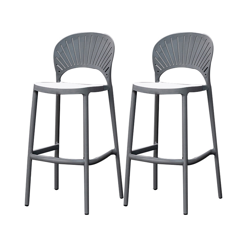 Backrest Armless Counter Stool Industrial Plastic Bar Stool with 4 Legs