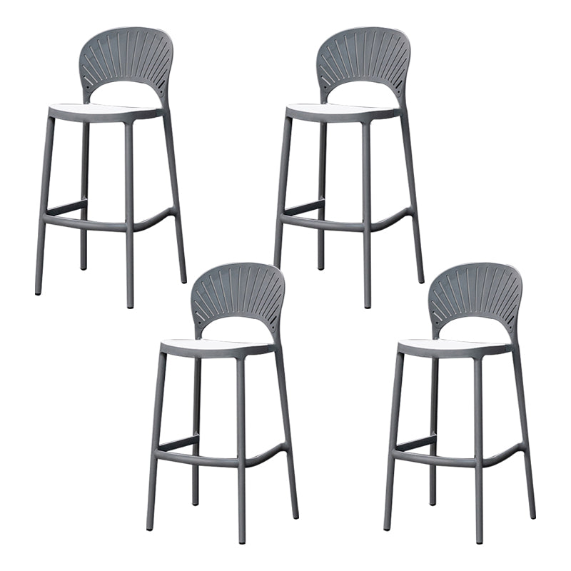 Backrest Armless Counter Stool Industrial Plastic Bar Stool with 4 Legs