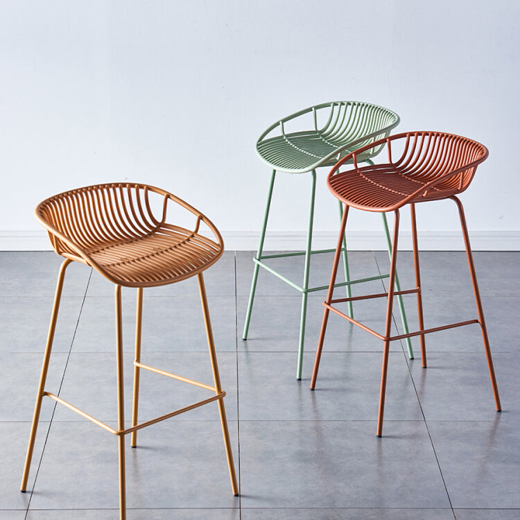 Industrial Backrest Armless Counter Stool Metal Cafe Bar Stool with 4 Legs