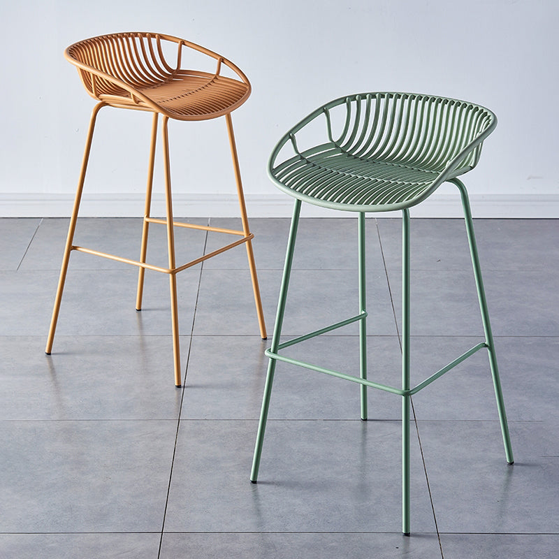 Industrial Backrest Armless Counter Stool Metal Cafe Bar Stool with 4 Legs