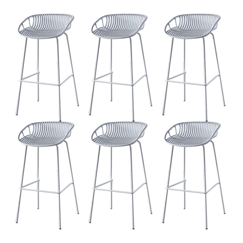 Industrial Backrest Armless Counter Stool Metal Cafe Bar Stool with 4 Legs
