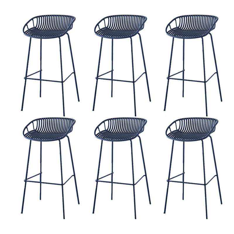 Industrial Backrest Armless Counter Stool Metal Cafe Bar Stool with 4 Legs