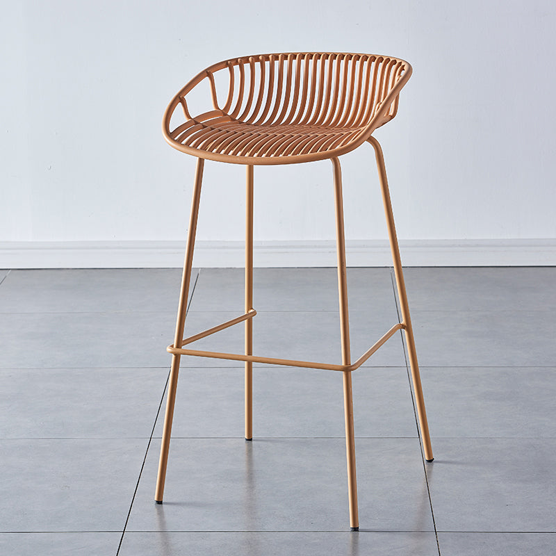 Industrial Backrest Armless Counter Stool Metal Cafe Bar Stool with 4 Legs