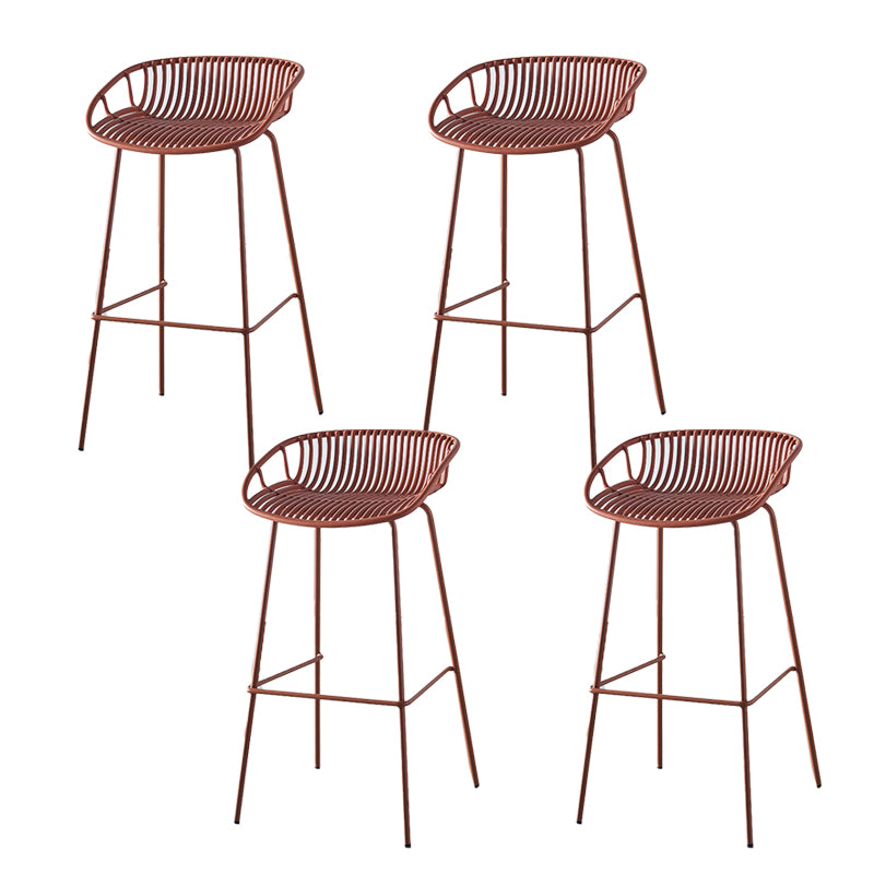 Industrial Backrest Armless Counter Stool Metal Cafe Bar Stool with 4 Legs
