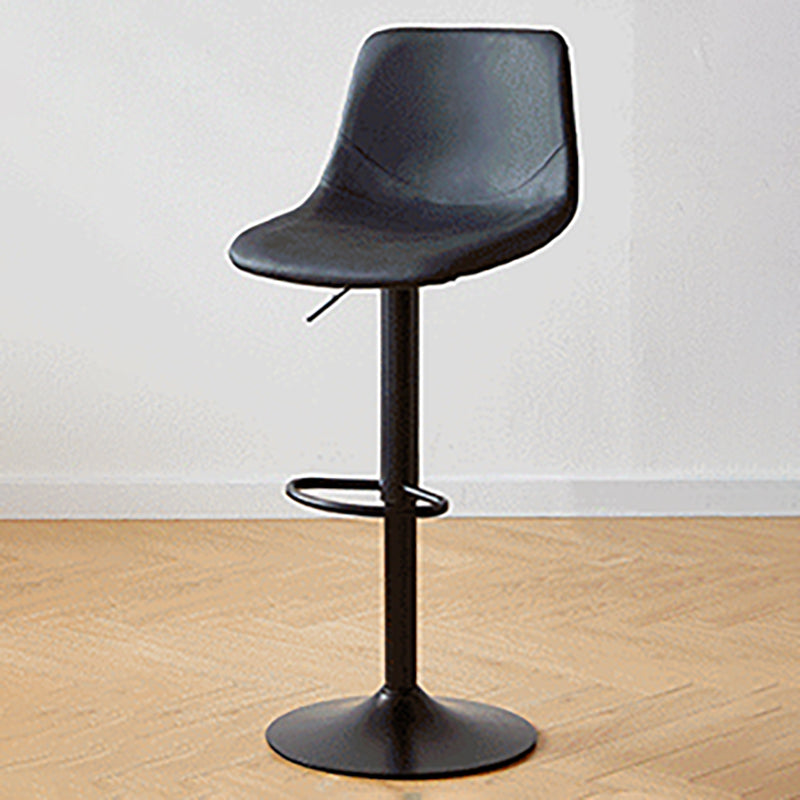 Industrial Backrest Armless Counter Stool Iron Adjustable Bar Stool with Leather Cushion