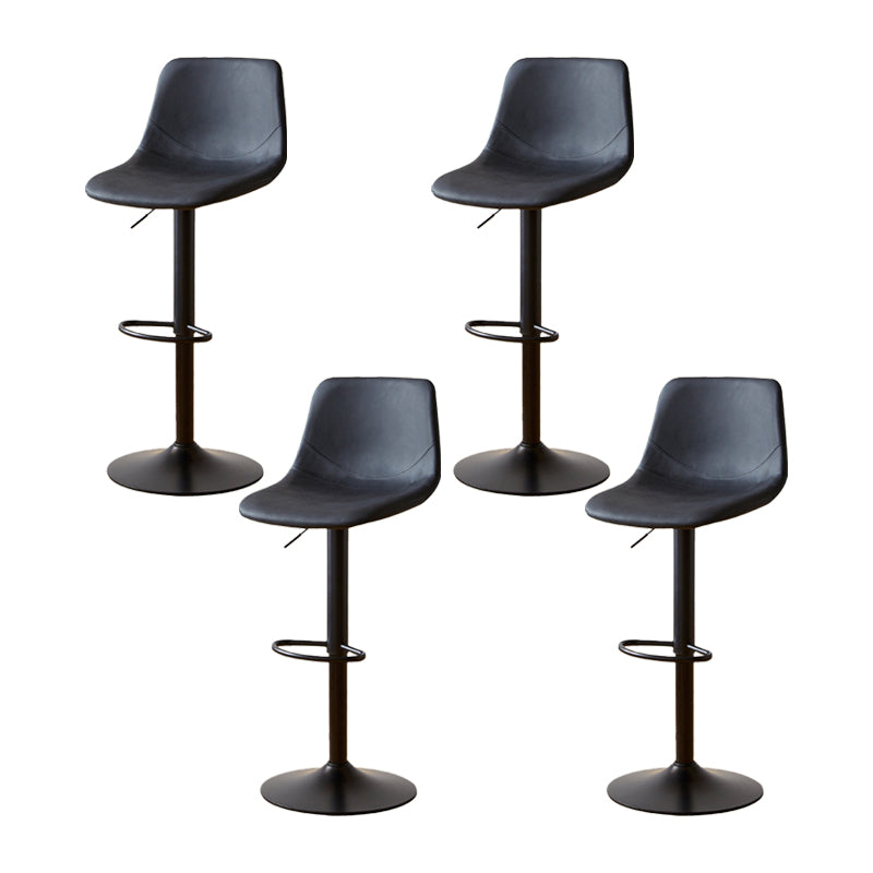 Industrial Backrest Armless Counter Stool Iron Adjustable Bar Stool with Leather Cushion