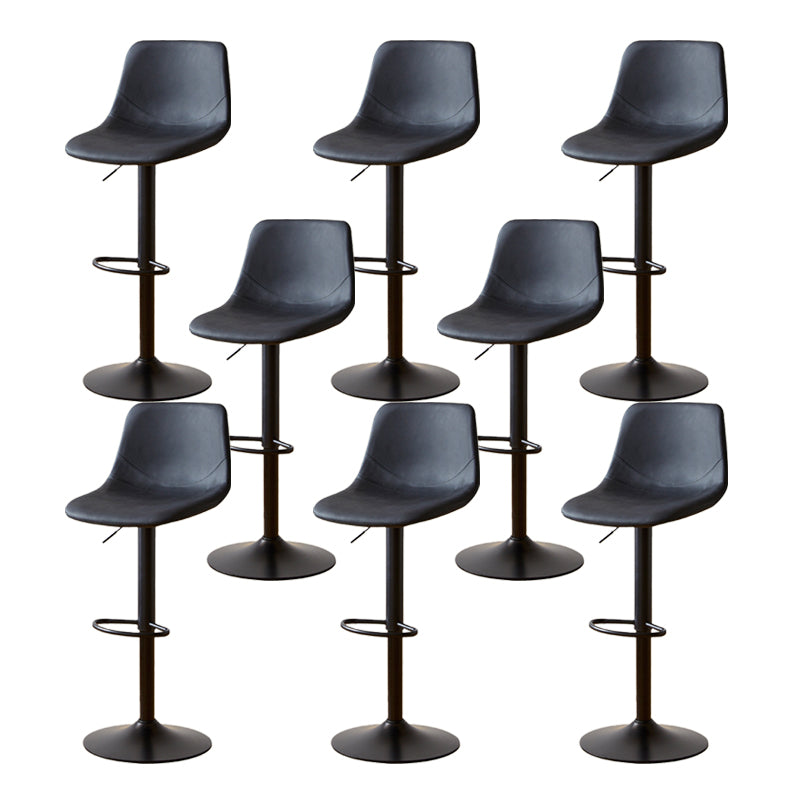 Industrial Backrest Armless Counter Stool Iron Adjustable Bar Stool with Leather Cushion