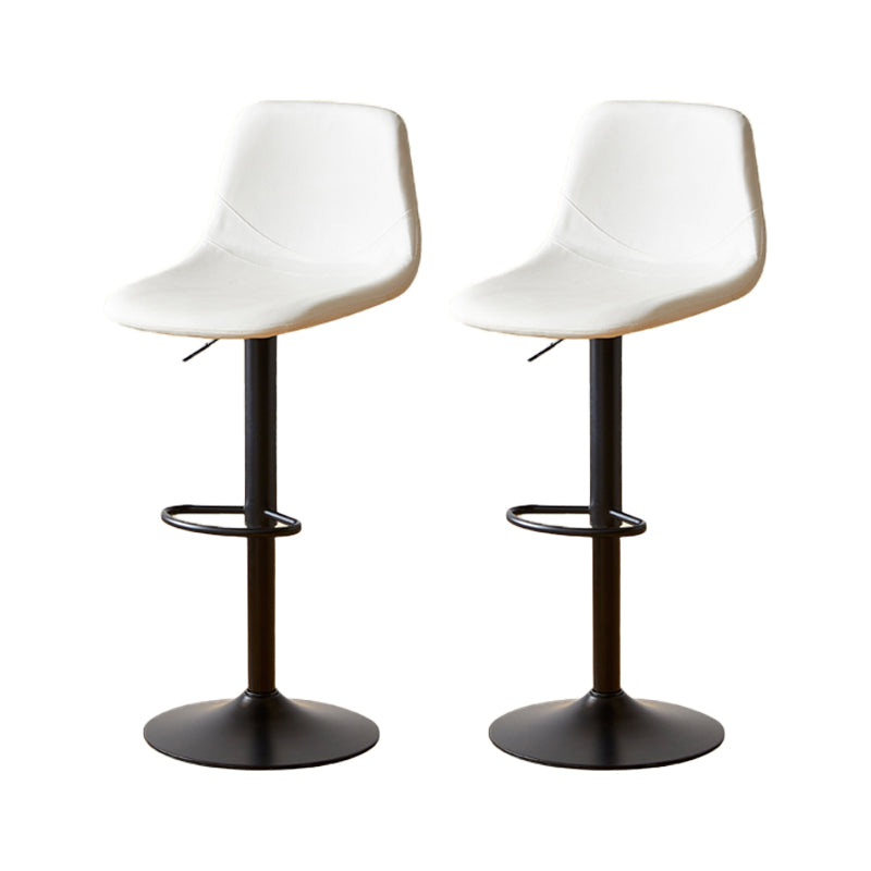 Industrial Backrest Armless Counter Stool Iron Adjustable Bar Stool with Leather Cushion