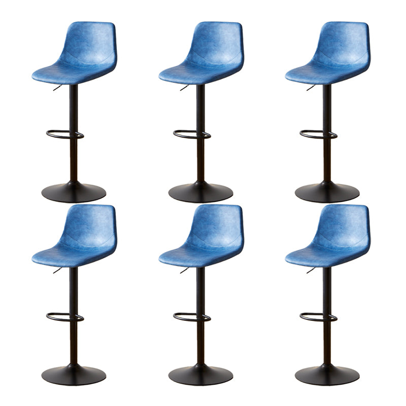 Industrial Backrest Armless Counter Stool Iron Adjustable Bar Stool with Leather Cushion