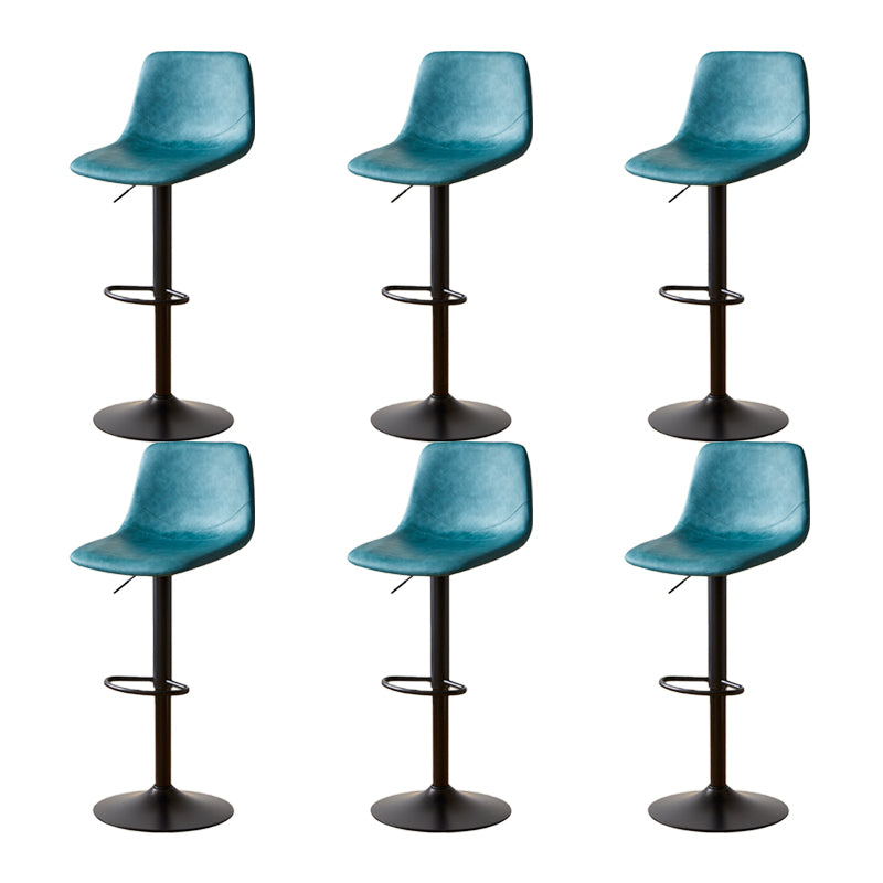 Industrial Backrest Armless Counter Stool Iron Adjustable Bar Stool with Leather Cushion