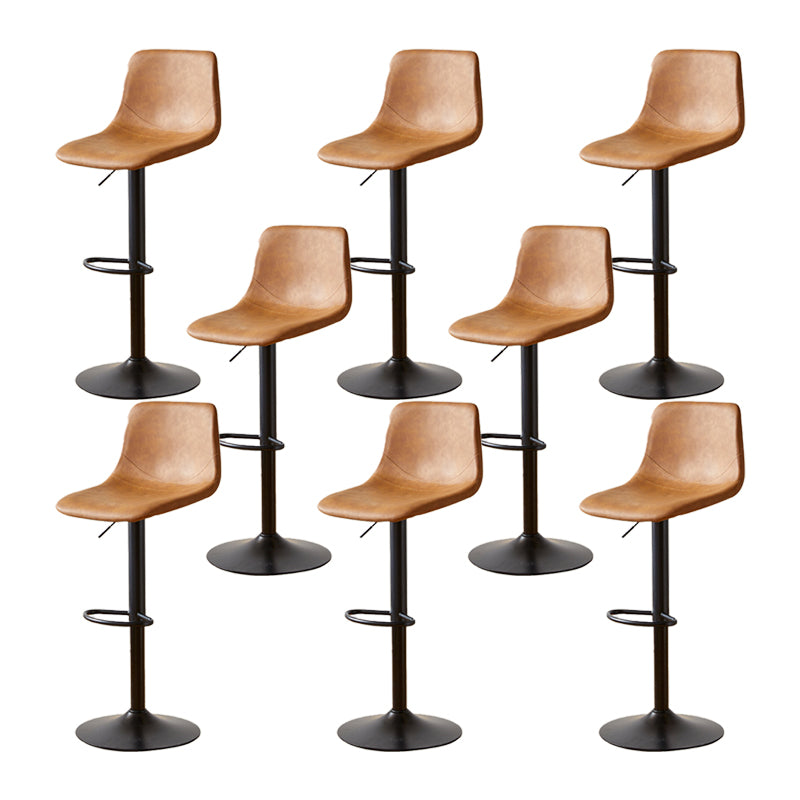 Industrial Backrest Armless Counter Stool Iron Adjustable Bar Stool with Leather Cushion