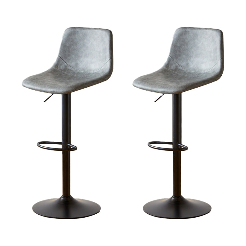 Industrial Backrest Armless Counter Stool Iron Adjustable Bar Stool with Leather Cushion