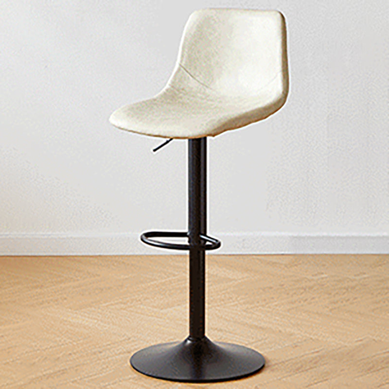 Industrial Backrest Armless Counter Stool Iron Adjustable Bar Stool with Leather Cushion