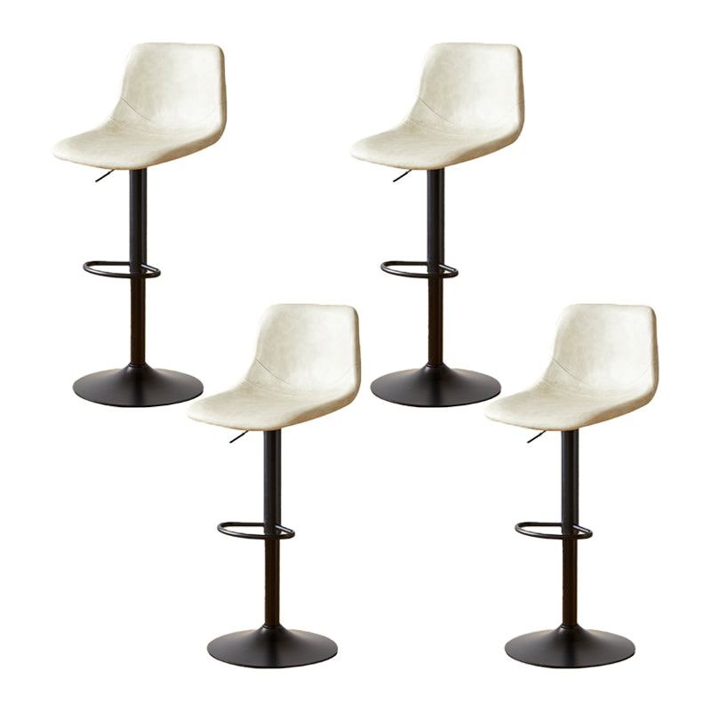 Industrial Backrest Armless Counter Stool Iron Adjustable Bar Stool with Leather Cushion