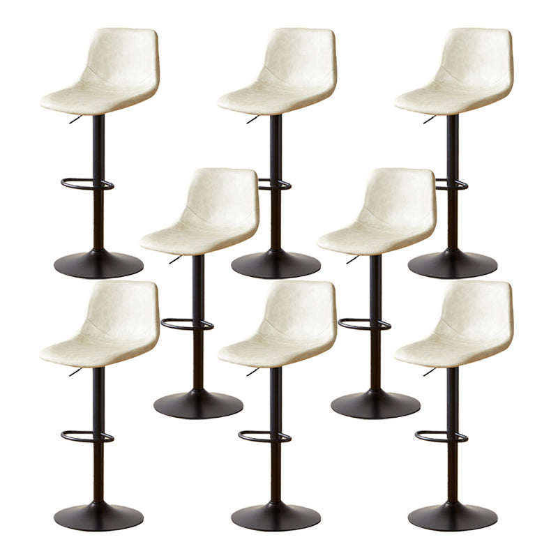 Industrial Backrest Armless Counter Stool Iron Adjustable Bar Stool with Leather Cushion