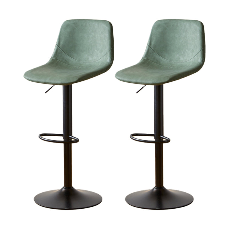 Industrial Backrest Armless Counter Stool Iron Adjustable Bar Stool with Leather Cushion