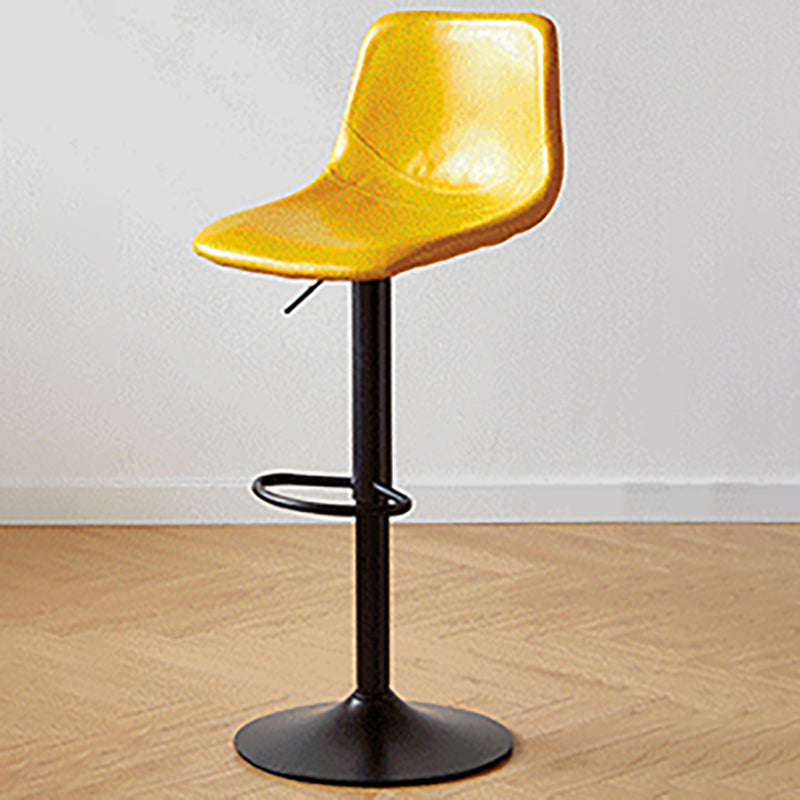 Industrial Backrest Armless Counter Stool Iron Adjustable Bar Stool with Leather Cushion