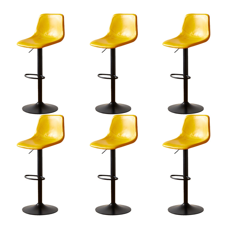 Industrial Backrest Armless Counter Stool Iron Adjustable Bar Stool with Leather Cushion