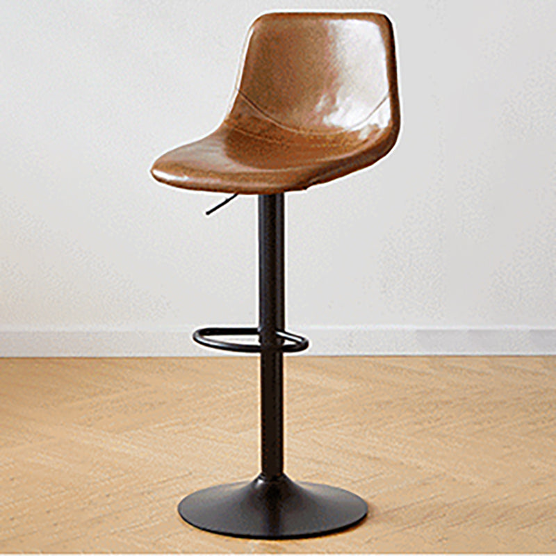 Industrial Backrest Armless Counter Stool Iron Adjustable Bar Stool with Leather Cushion