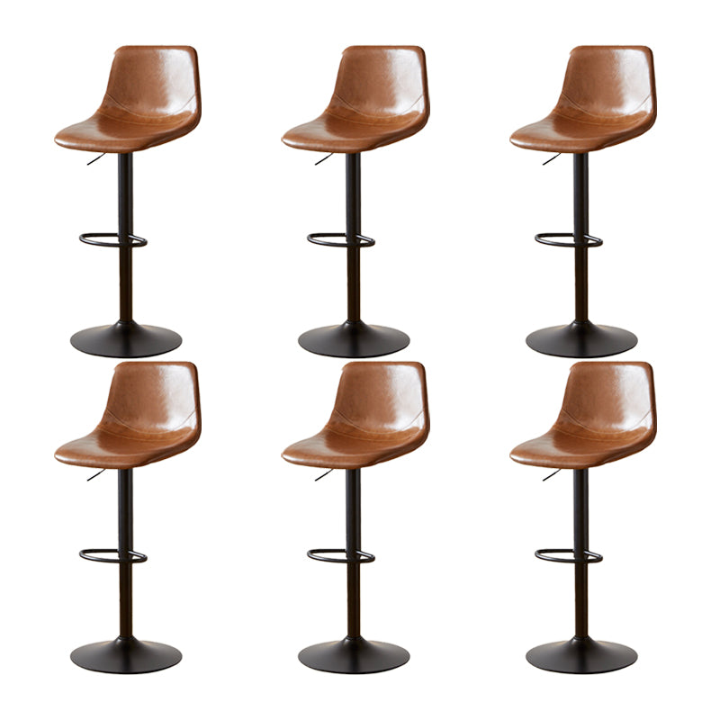 Industrial Backrest Armless Counter Stool Iron Adjustable Bar Stool with Leather Cushion