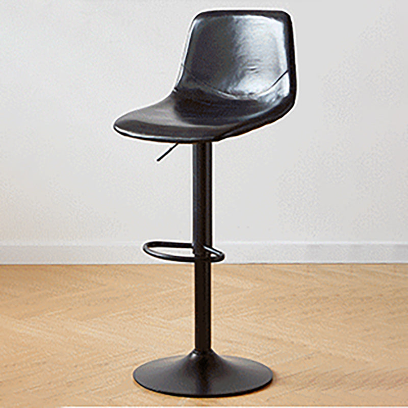 Industrial Backrest Armless Counter Stool Iron Adjustable Bar Stool with Leather Cushion