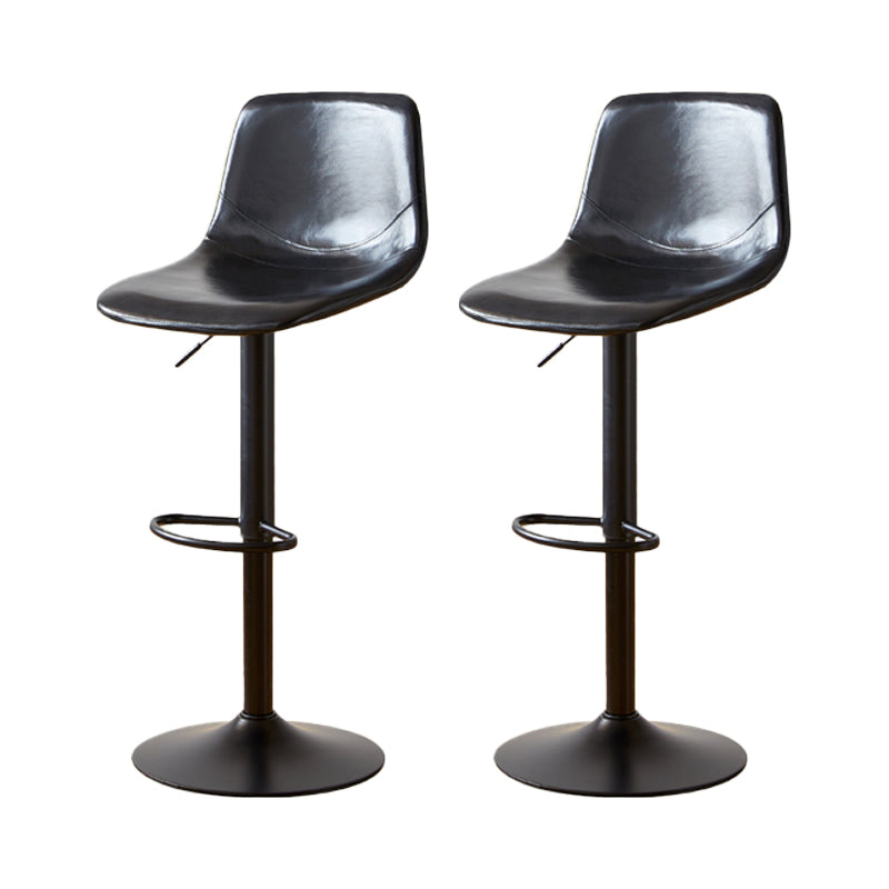 Industrial Backrest Armless Counter Stool Iron Adjustable Bar Stool with Leather Cushion