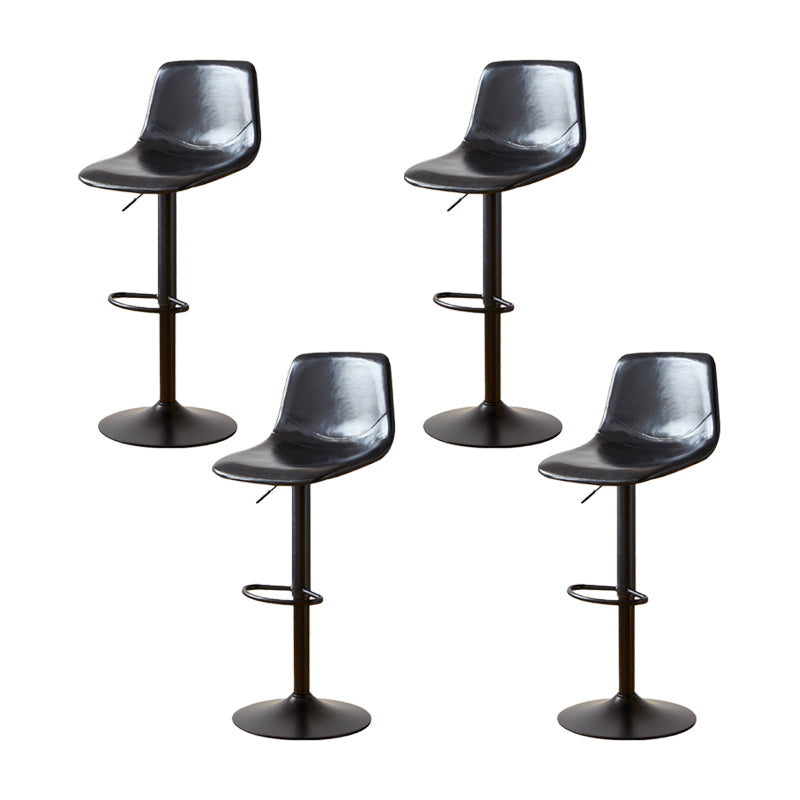 Industrial Backrest Armless Counter Stool Iron Adjustable Bar Stool with Leather Cushion