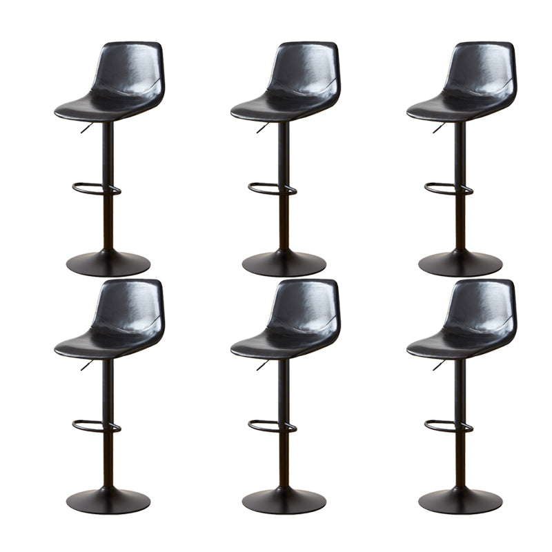 Industrial Backrest Armless Counter Stool Iron Adjustable Bar Stool with Leather Cushion