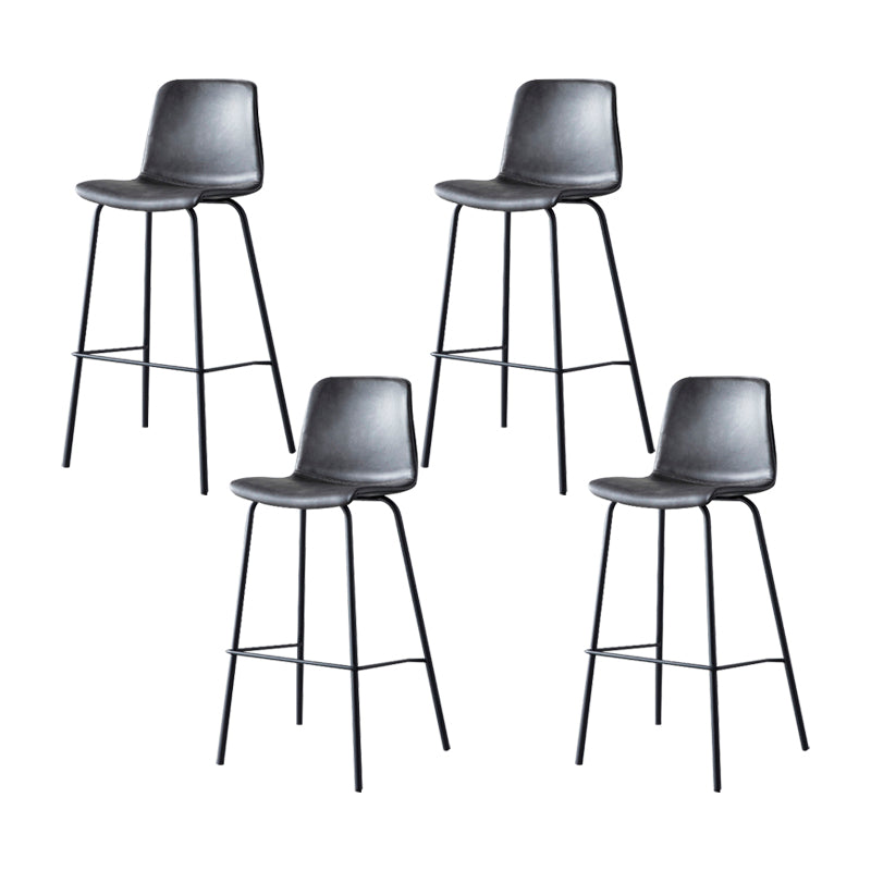 Modern Backrest Armless Counter Stool Metal Cafe Bar Stool with Leather Cushion